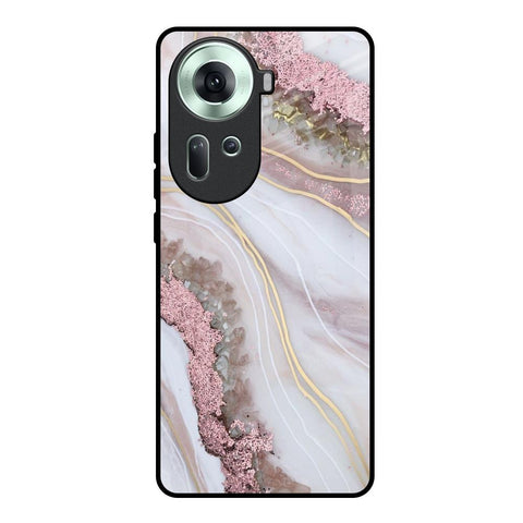 Pink & Gold Gllitter Marble Oppo Reno11 5G Glass Back Cover Online