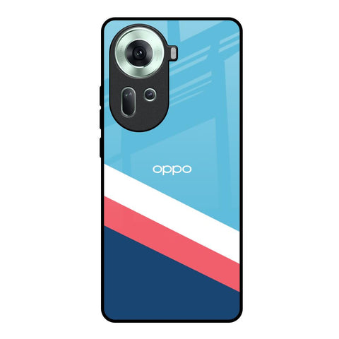 Pink & White Stripes Oppo Reno11 5G Glass Back Cover Online
