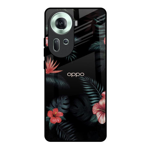 Tropical Art Flower Oppo Reno11 5G Glass Back Cover Online