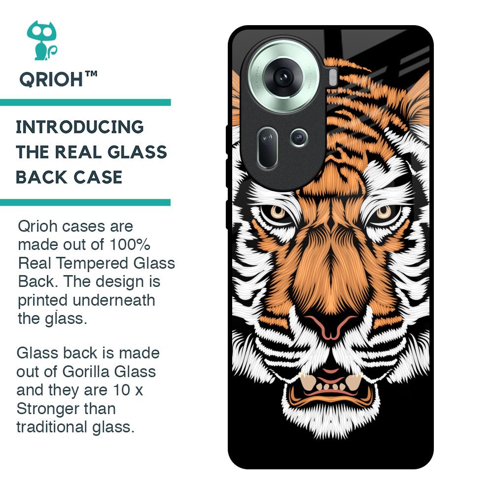 Angry Tiger Glass Case For Oppo Reno11 5G