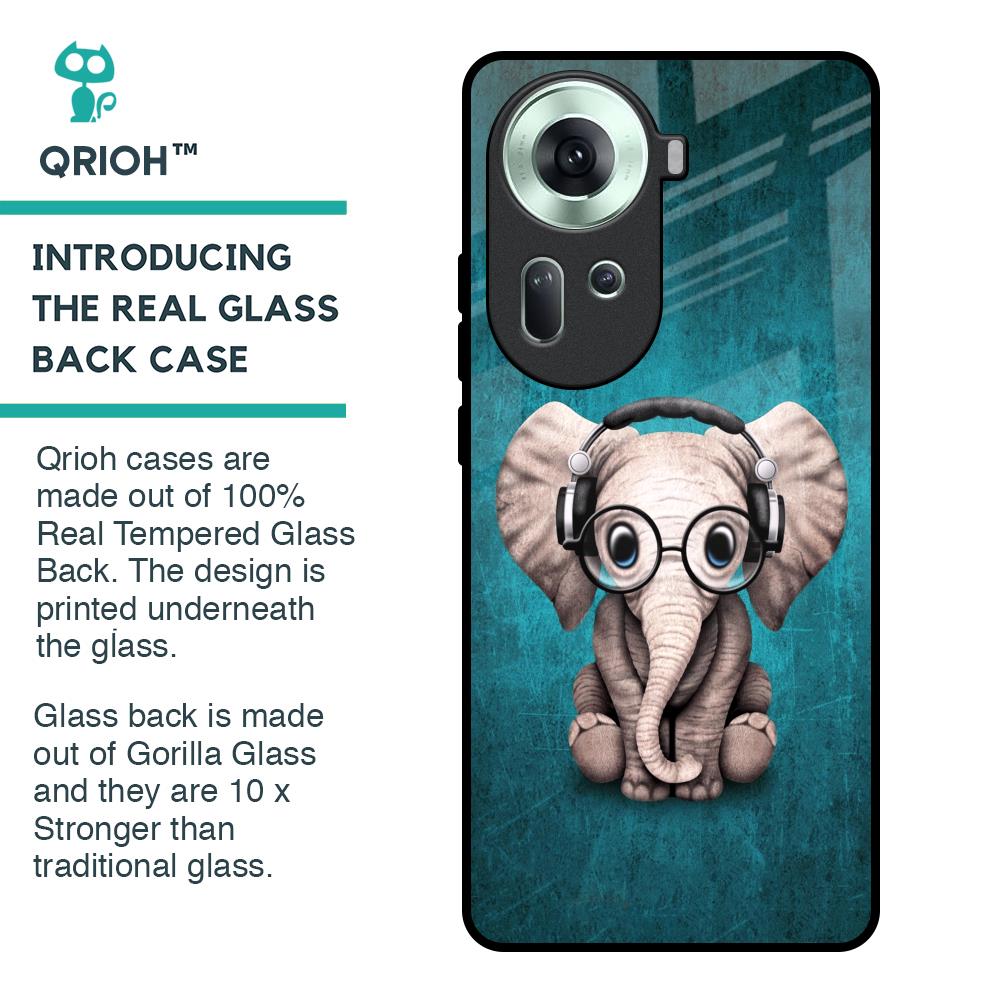 Adorable Baby Elephant Glass Case For Oppo Reno11 5G