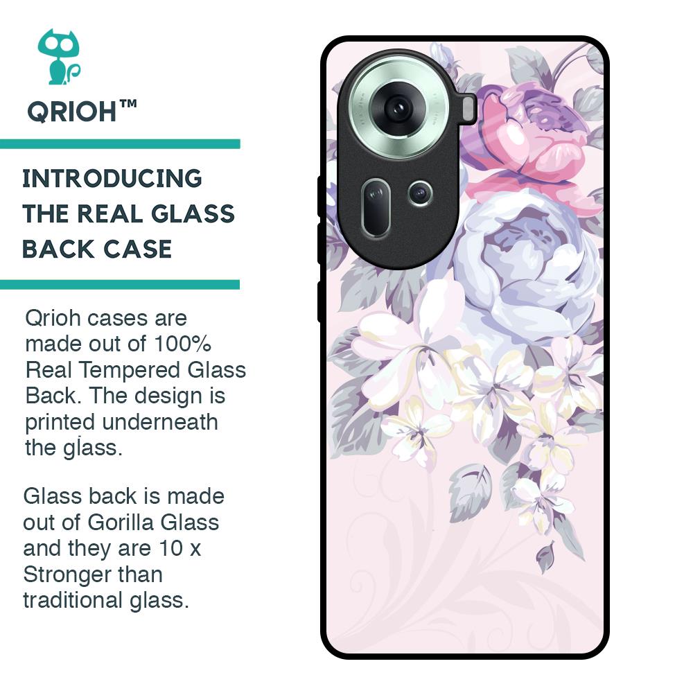 Elegant Floral Glass Case for Oppo Reno11 5G