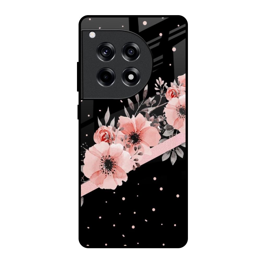 Floral Black Band OnePlus 12R 5G Glass Back Cover Online
