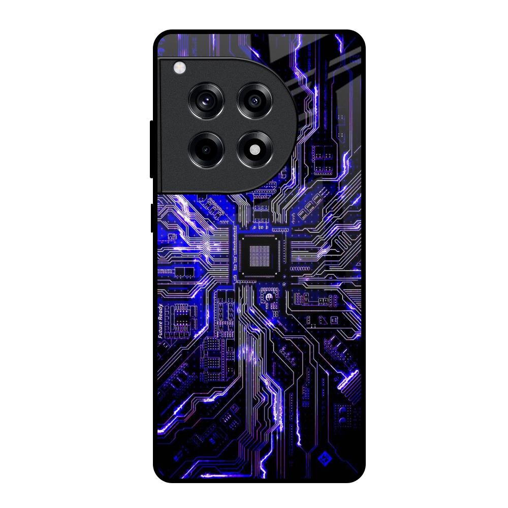Techno Color Pattern OnePlus 12R 5G Glass Back Cover Online
