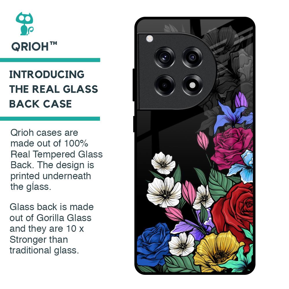 Rose Flower Bunch Art Glass Case for OnePlus 12R 5G