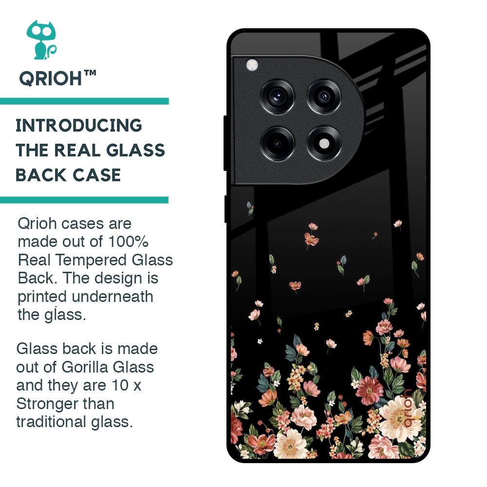 Floating Floral Print Glass Case for OnePlus 12R 5G