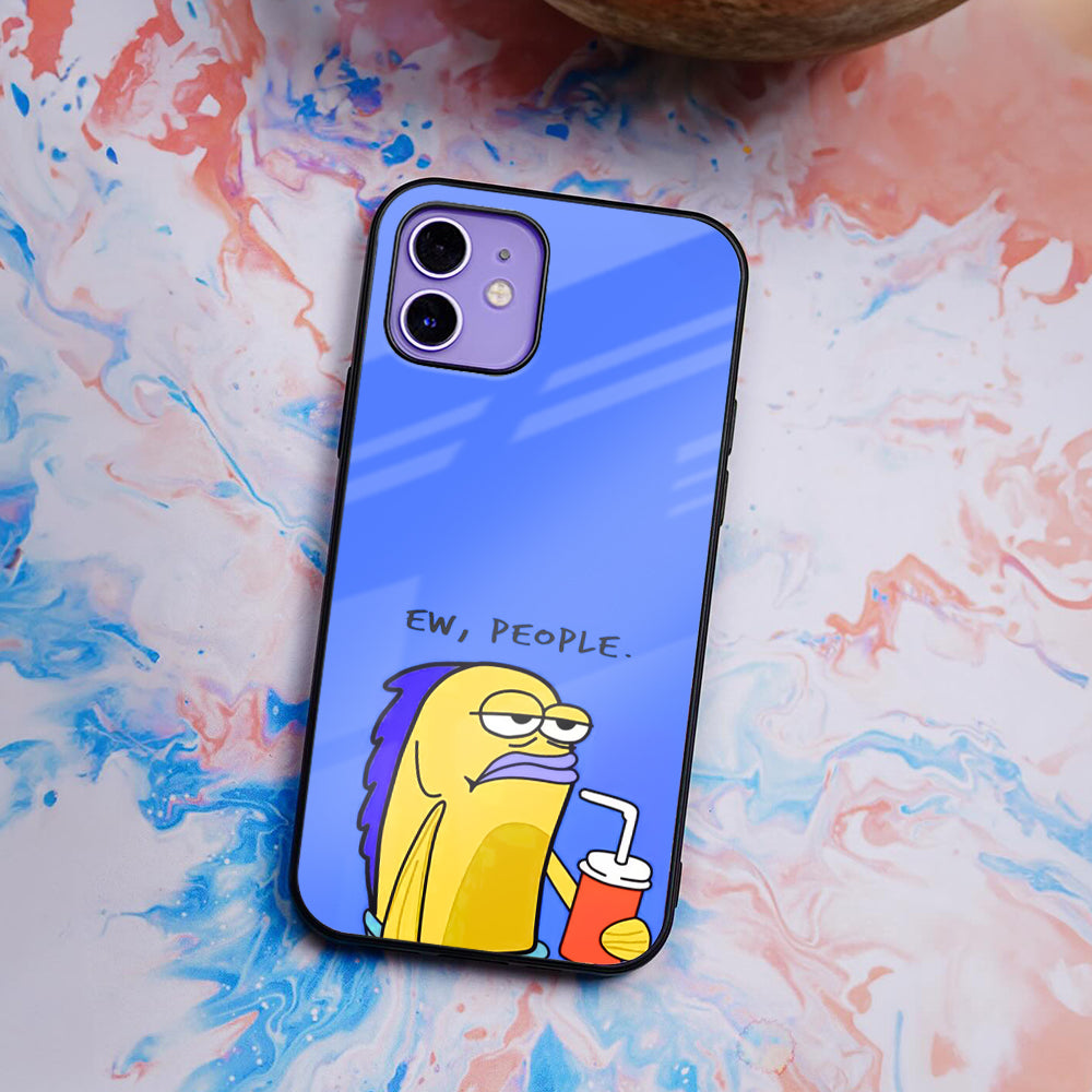 Yellow Fish Print Glass Case