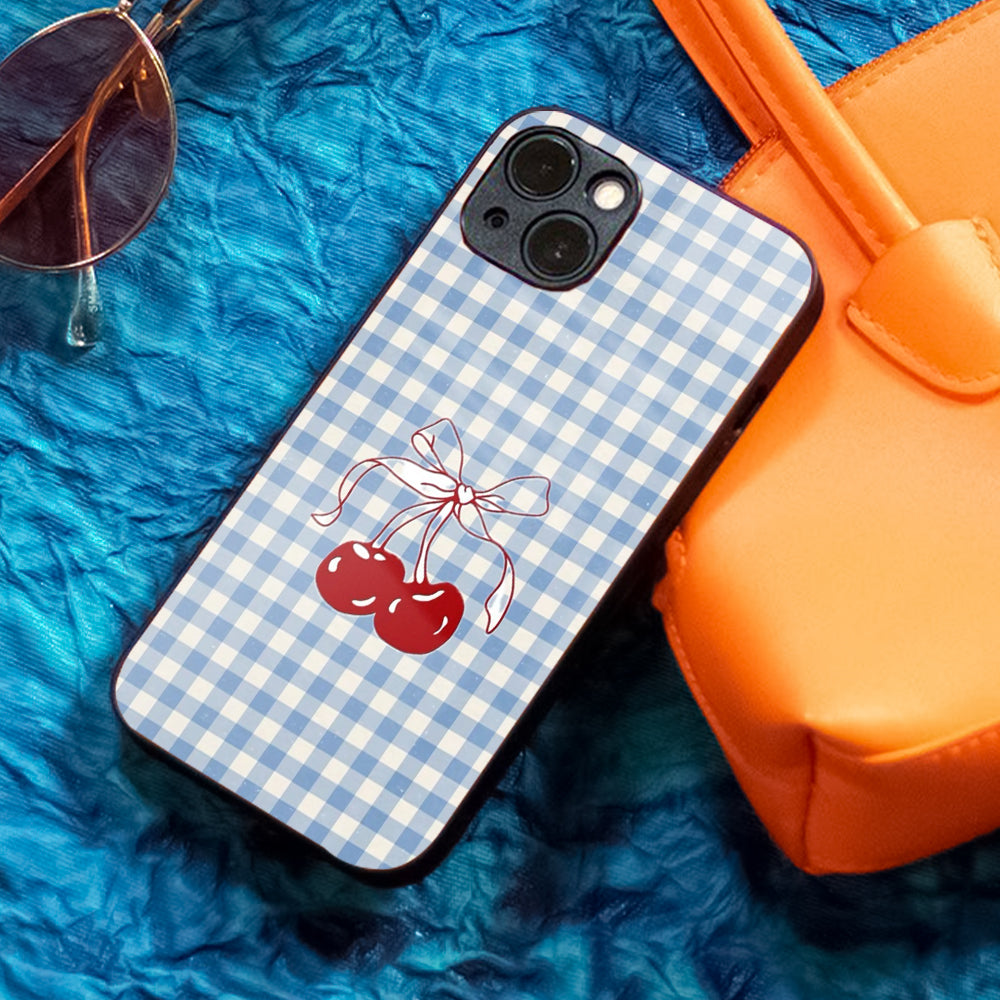 Blue Box Pattern Glass Case