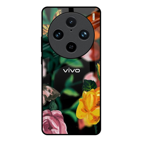 Flowers & Butterfly Vivo X100 Pro 5G Glass Back Cover Online
