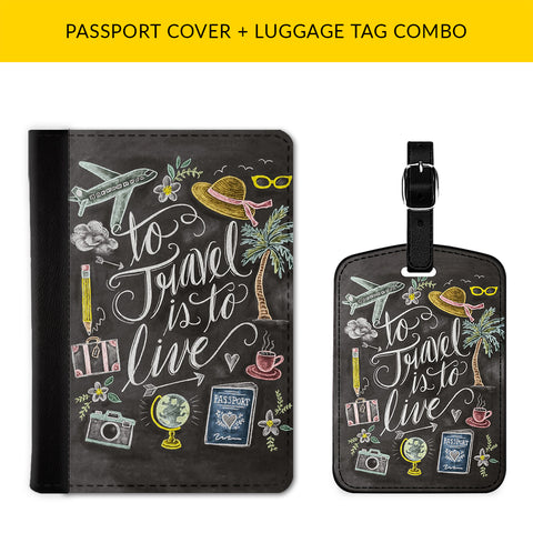 Travel Doodle Passport & Luggage Tag Combo