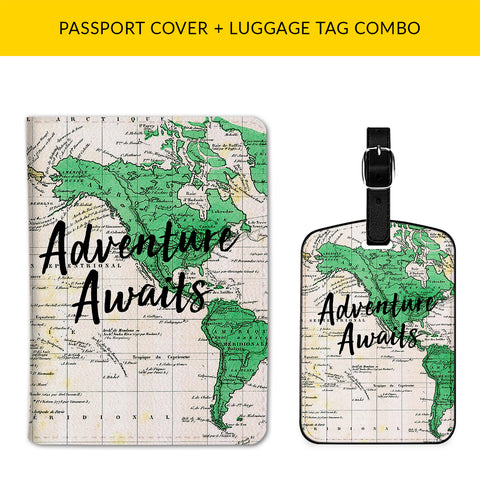 Adventure Awaits Passport & Luggage Tag Combo