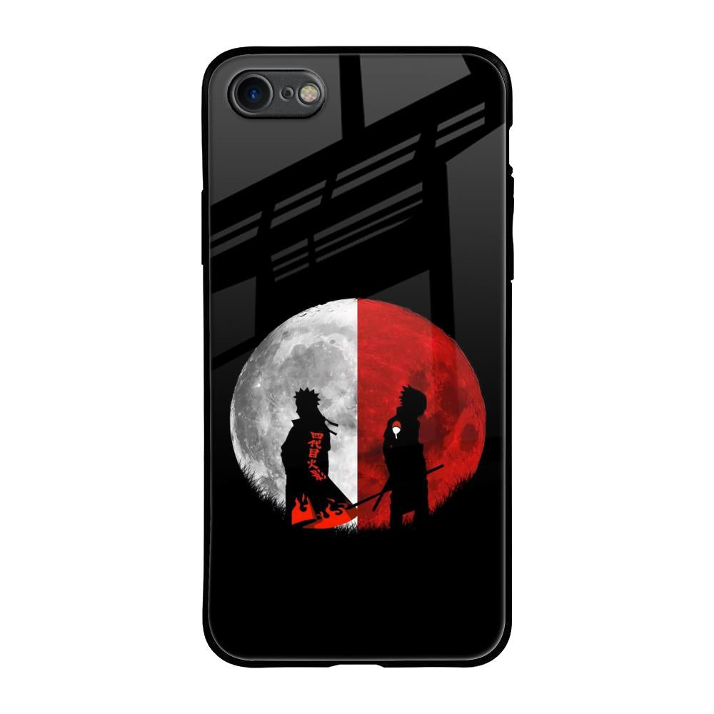 Anime Red Moon Glass Case for iPhone