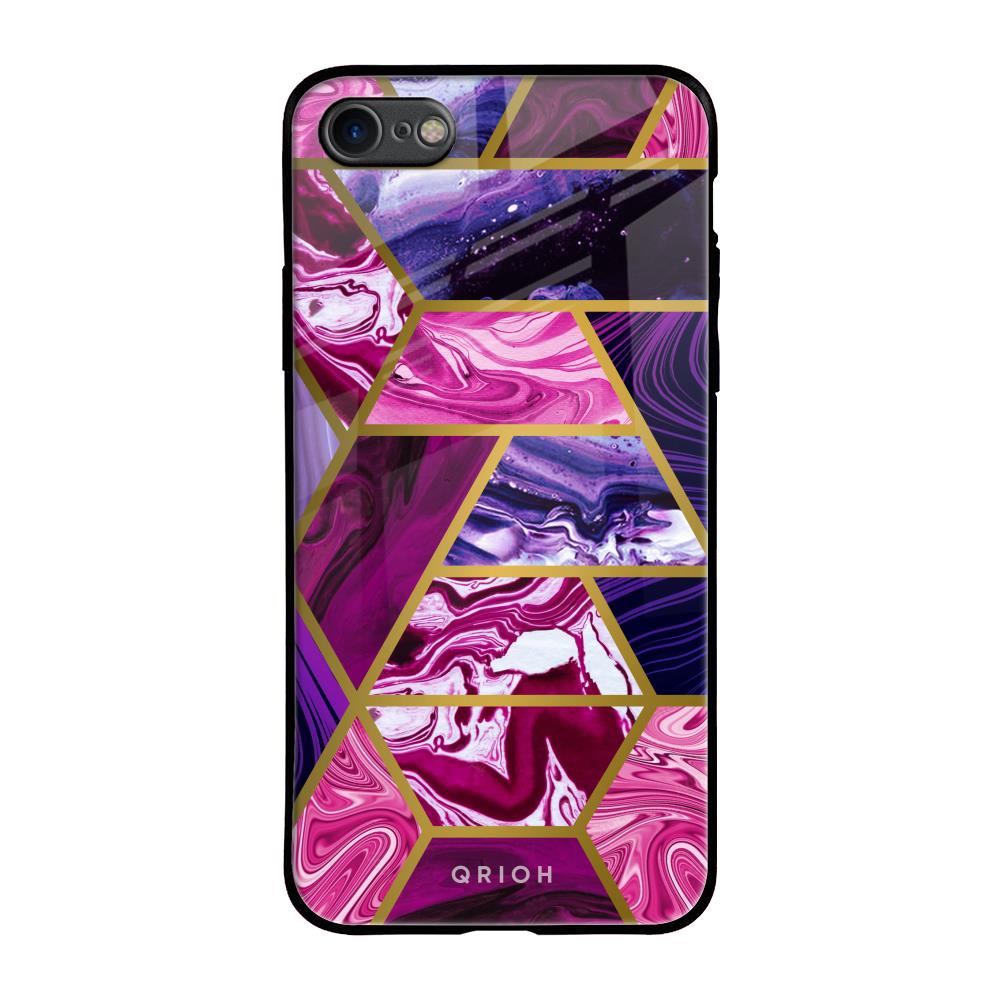Electroplated Geometric Marble iPhone 8 Glass Back Cover Online