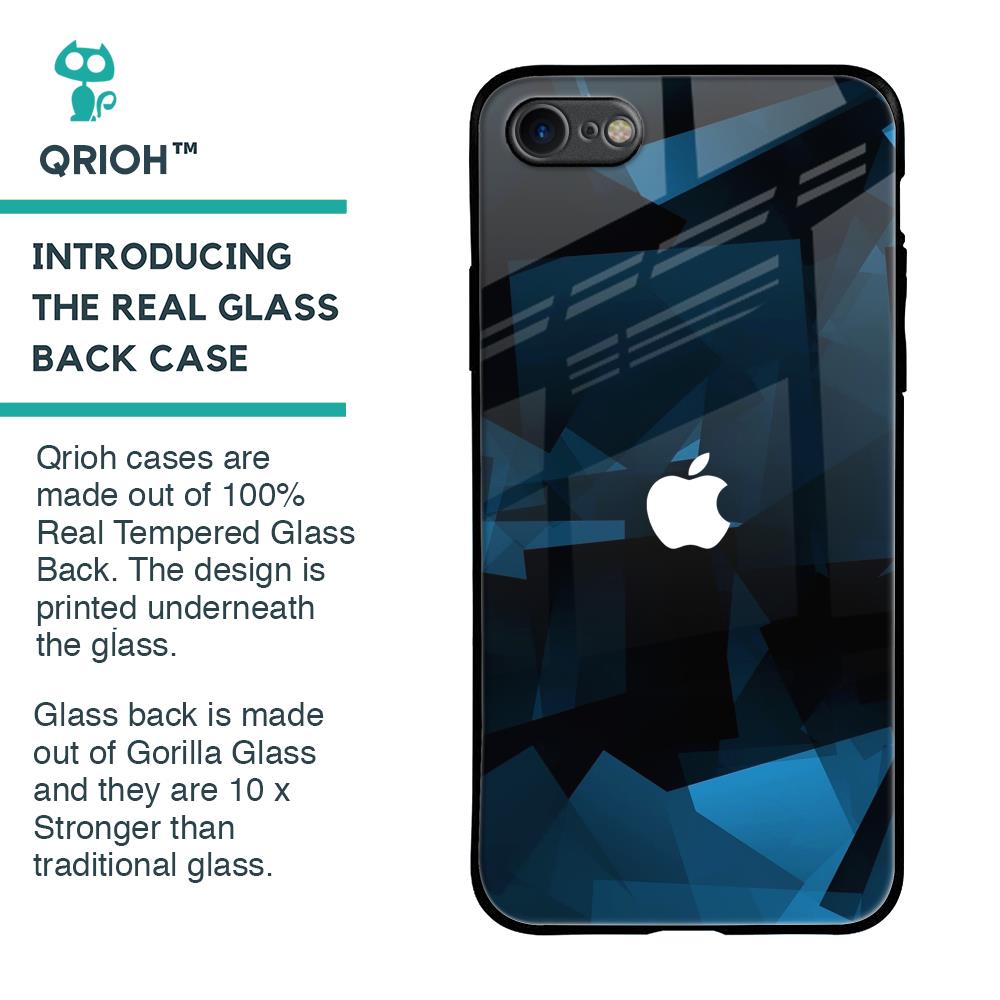 Polygonal Blue Box Glass Case For iPhone 8