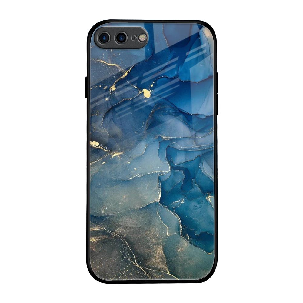 Blue Cool Marble Glass Case for iPhone Plus
