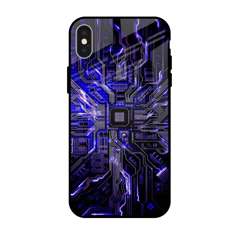 Techno Color Pattern iPhone X Glass Back Cover Online