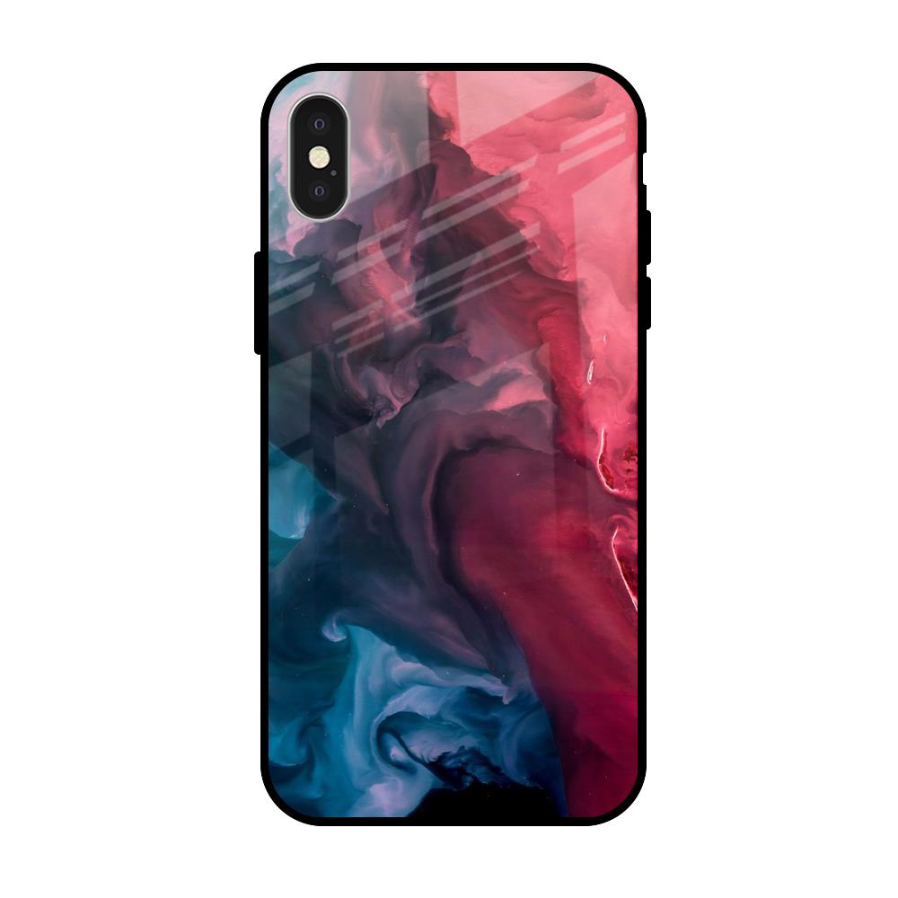 Blue & Red Smoke iPhone X Glass Back Cover Online