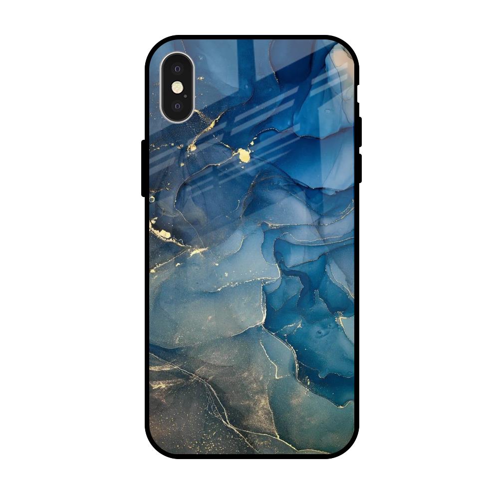 Blue Cool Marble iPhone X Glass Back Cover Online