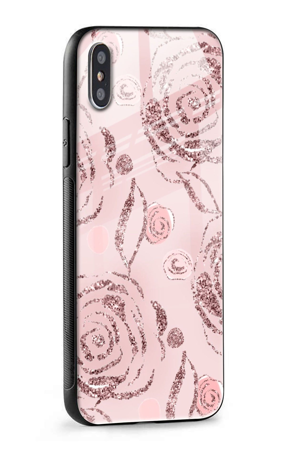 Shimmer Roses Glass case for iPhone X