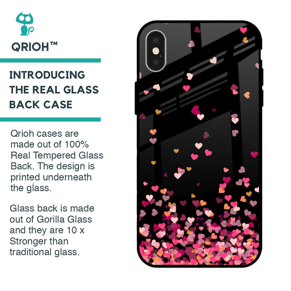 Heart Rain Fall Glass Case For iPhone X