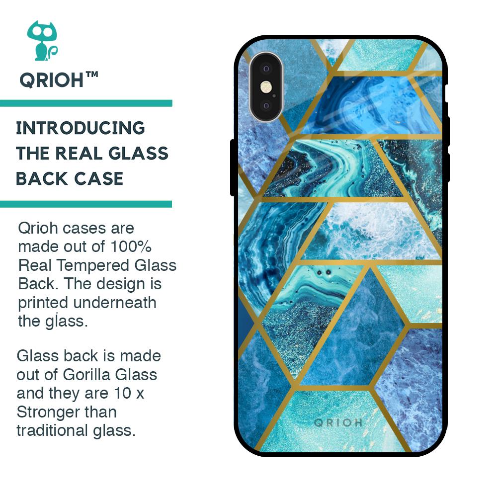 Turquoise Geometrical Marble Glass Case for iPhone X