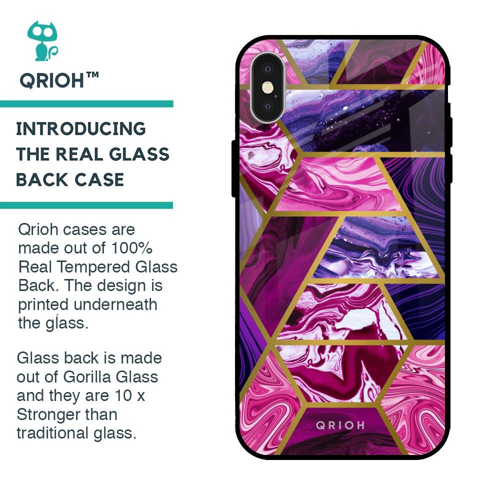 Electroplated Geometric Marble Glass Case for iPhone X