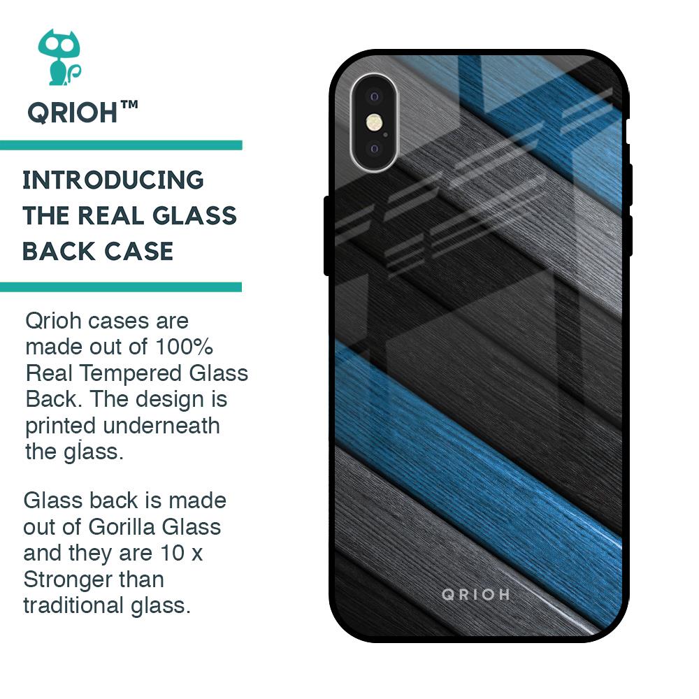 Multicolor Wooden Effect Glass Case for iPhone X