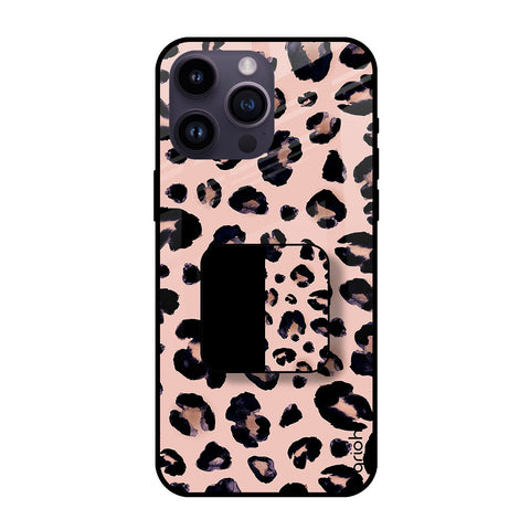 Half Leopard Half Black Glass case with Square Phone Grip Combo Cases & Covers Online