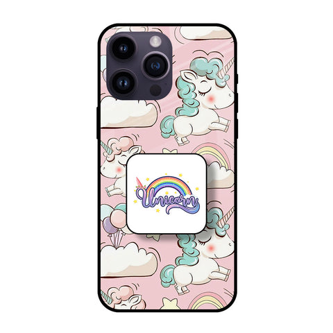 Balloon Unicorn Glass case with Square Phone Grip Combo Cases & Covers Online