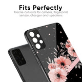 Floral Black Band Glass Case For OPPO A77s