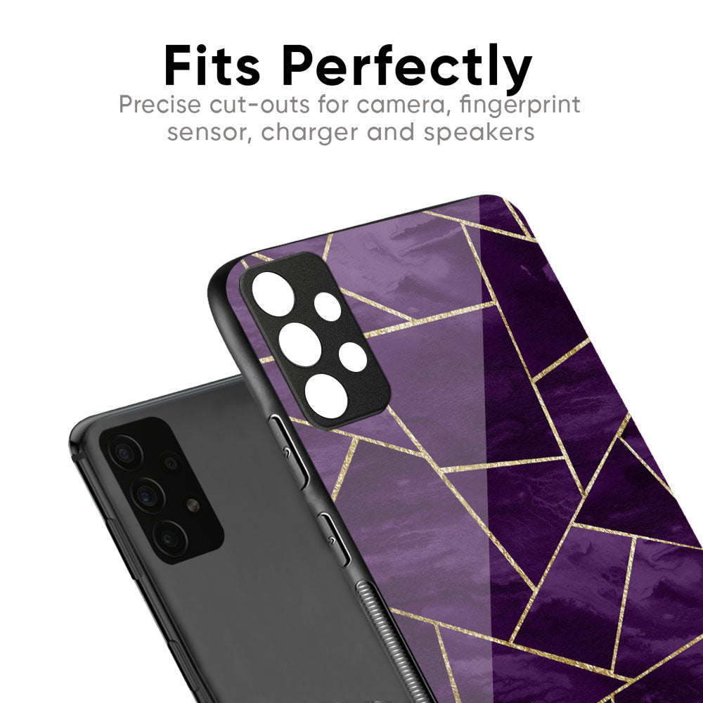 Geometric Purple Glass Case For Oppo Reno4 Pro