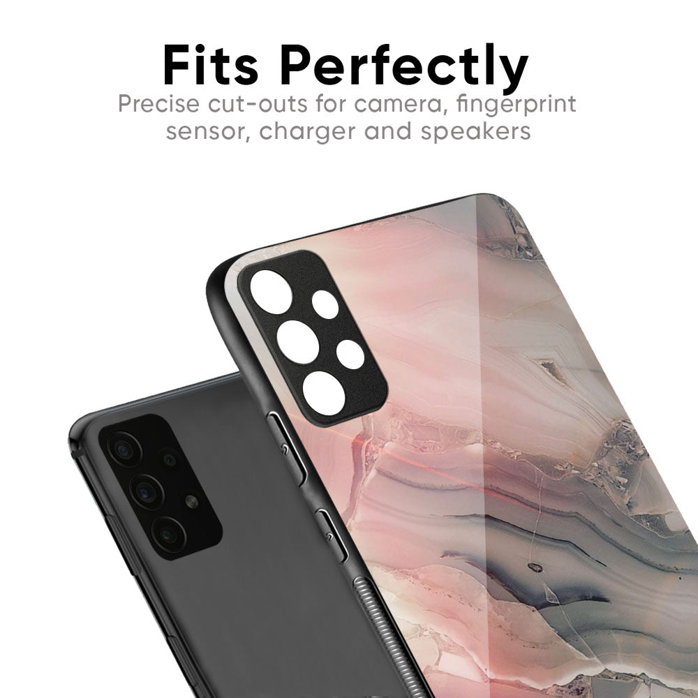 Pink And Grey Marble Glass Case For Vivo X50 Pro