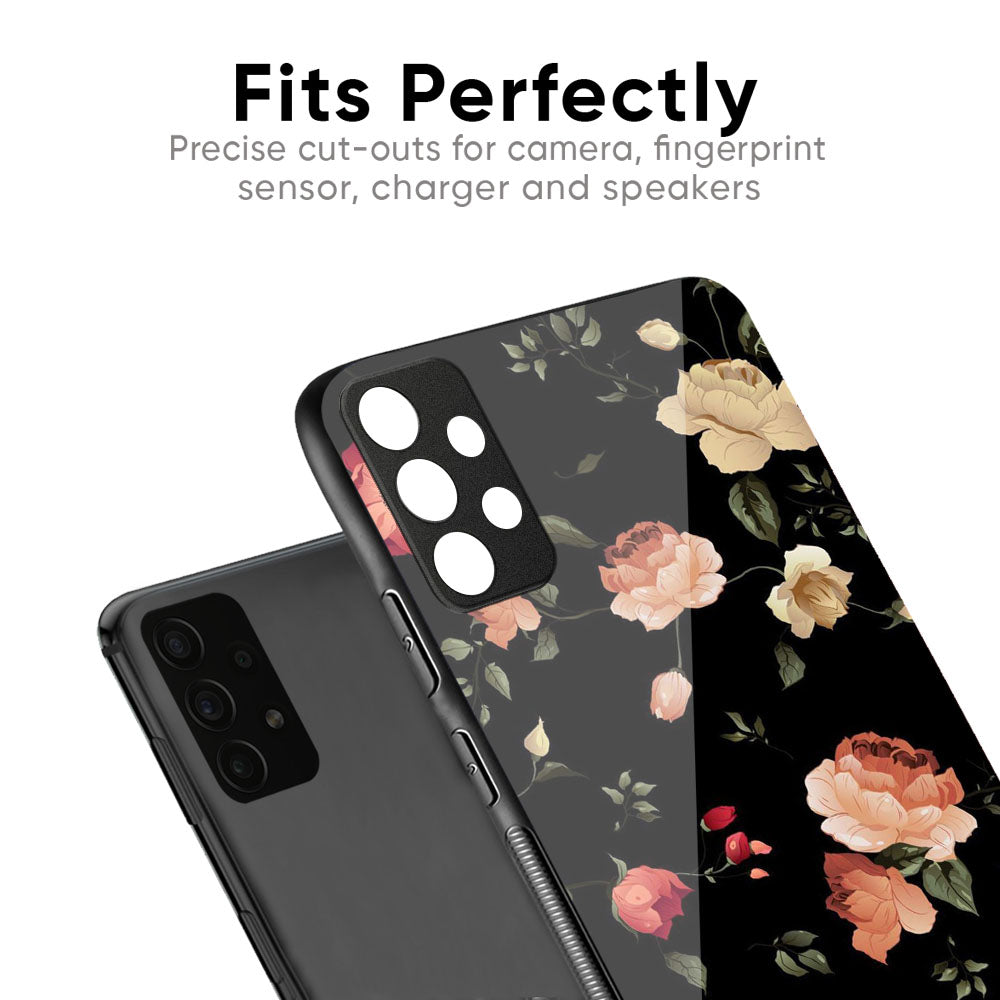 Black Spring Floral Glass Case for Vivo X50 Pro