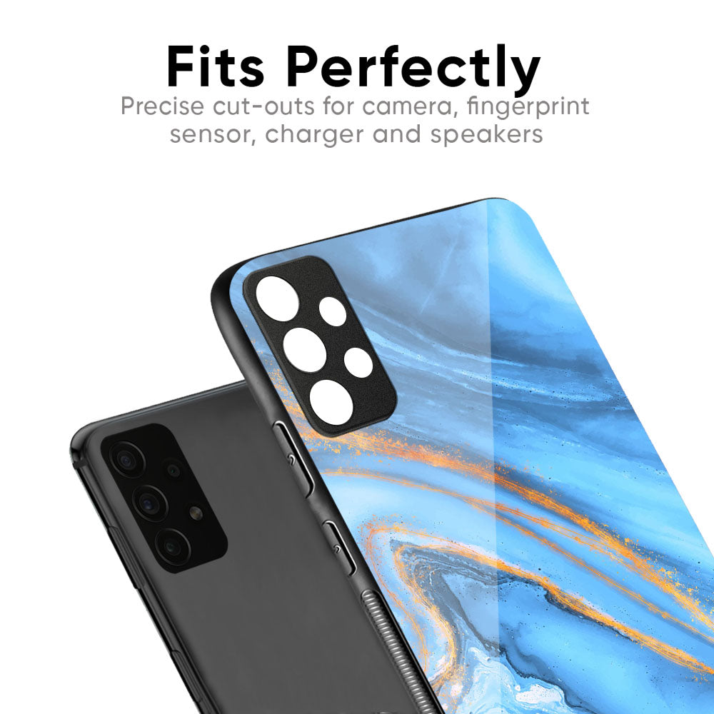 Vibrant Blue Marble Glass Case for Redmi Note 12 5G