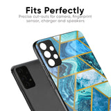Turquoise Geometrical Marble Glass Case for Samsung Galaxy M34 5G