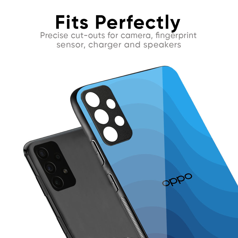 Blue Wave Abstract Glass Case for Oppo Reno4 Pro