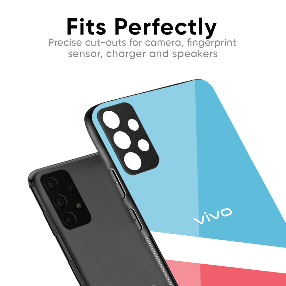 Pink & White Stripes Glass Case For Vivo X50 Pro