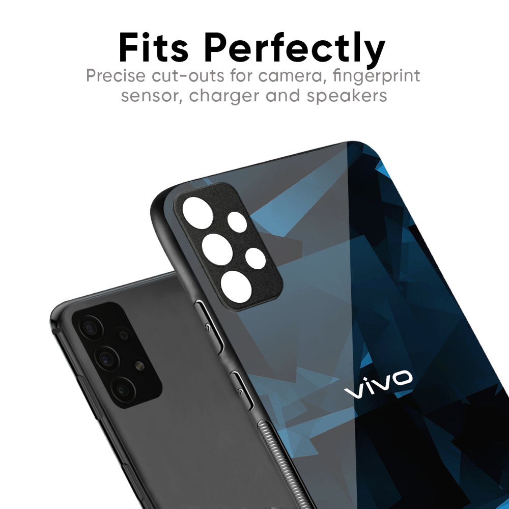 Polygonal Blue Box Glass Case For Vivo X50 Pro