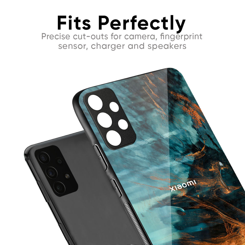 Golden Splash Glass Case for Redmi Note 12 5G