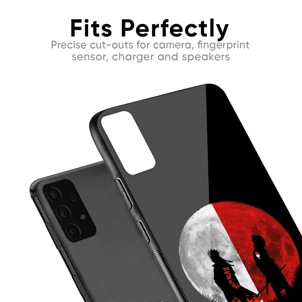 Anime Red Moon Glass Case for Samsung Galaxy F41
