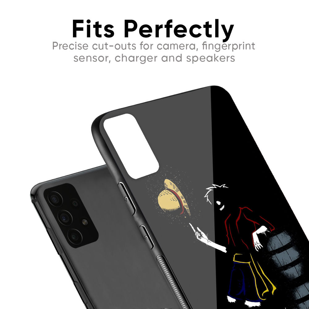 Luffy Line Art Glass Case for Samsung Galaxy F41