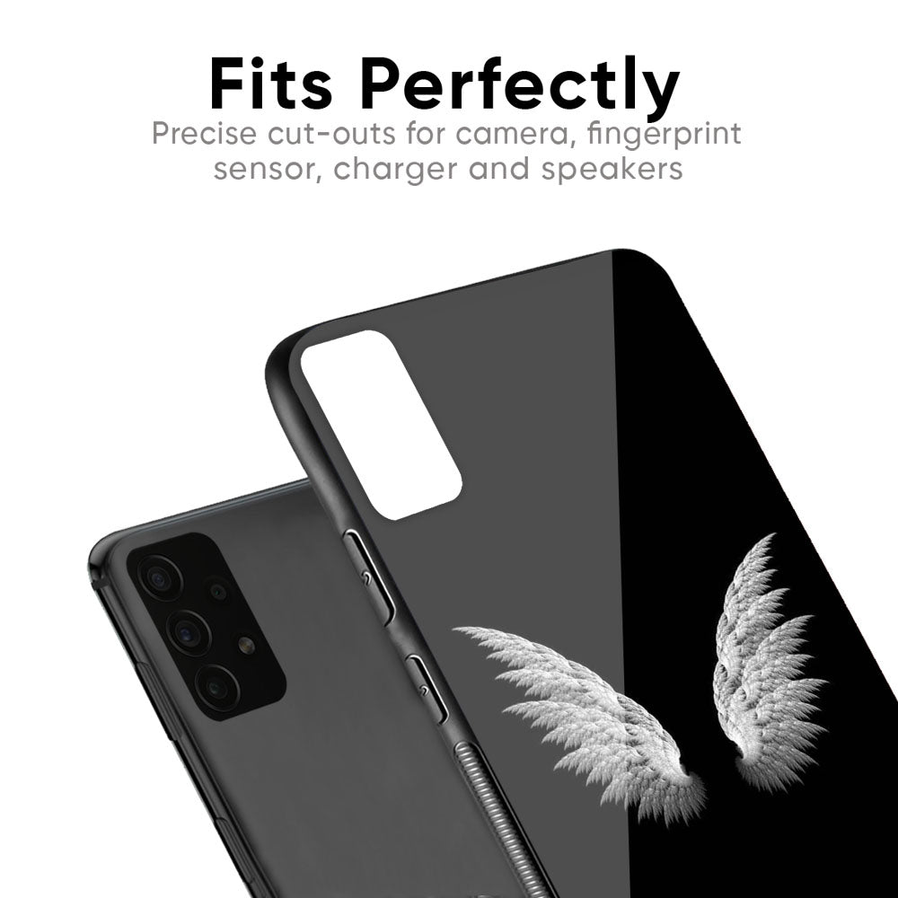 White Angel Wings Glass Case for Samsung Galaxy F41
