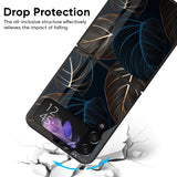 Blue Golden Leaves Glass Case for Samsung Galaxy Z Flip4 5G