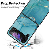 Blue Golden Glitter Glass Case for Samsung Galaxy Z Flip4 5G