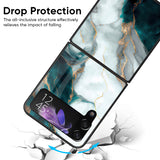 Aqua Green Marble Glass Case for Samsung Galaxy Z Flip4 5G