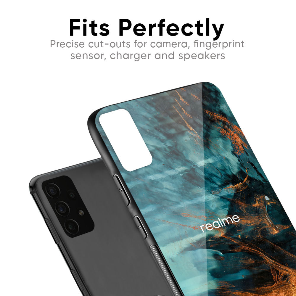 Golden Splash Glass Case for Realme C2