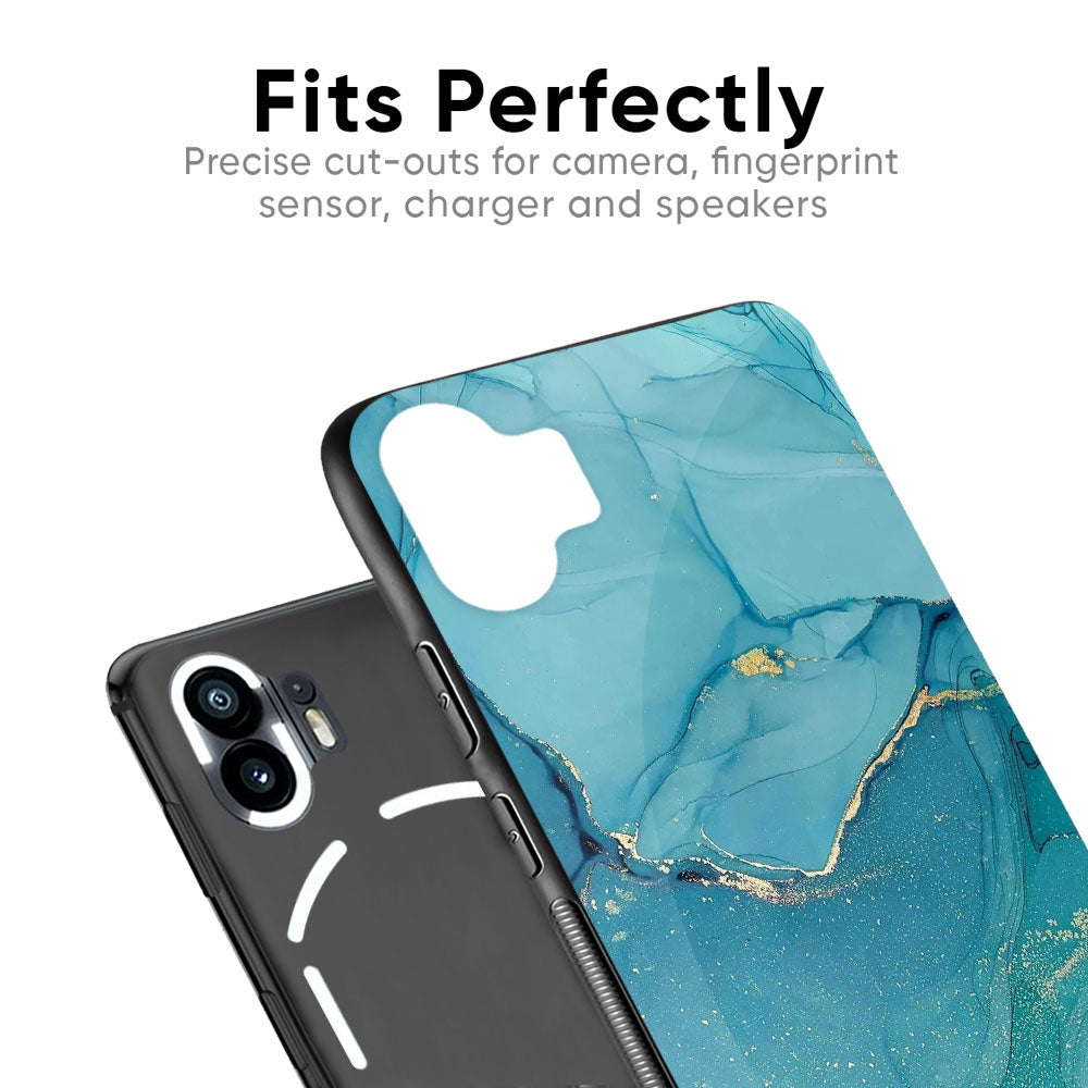Blue Golden Glitter Glass Case for Nothing Phone 2