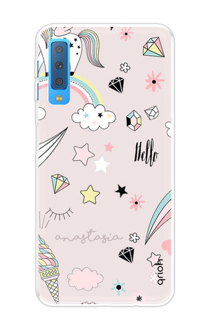 Unicorn Doodle Samsung A7 2018 Back Cover