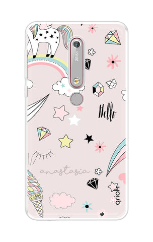 Unicorn Doodle Nokia 6.1 Back Cover