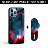 Brush Art Glass case with Slider Phone Grip Combo